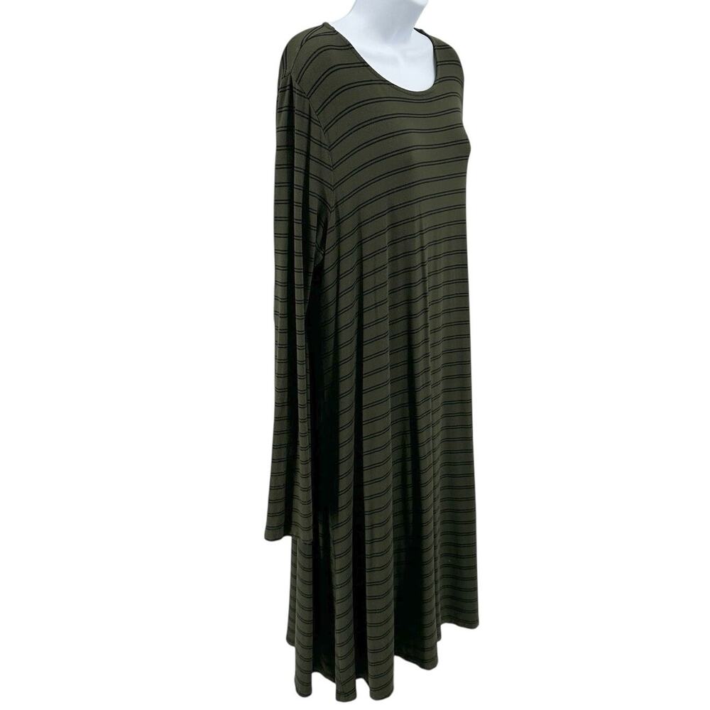 Old Navy Dress WMNS XL Tall Olive Stripe Long Sleeve Swing Pullover Mini Casual